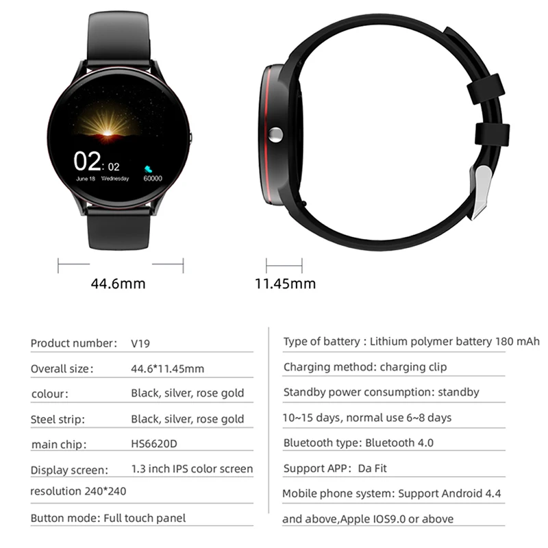 

Full Touch Screen Men Smart Watches Sport Fitness Watch Heart Rate Blood Pressure Waterproof Smartwatch For android IOS+Box