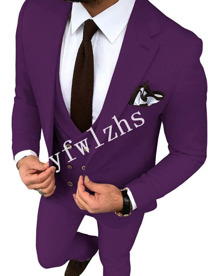 

New Arrival One Button Groomsmen Notch Lapel Groom Tuxedos Men Suits Wedding/Prom Best Man Blazer ( Jacket+Pants+Vest+Tie) B356