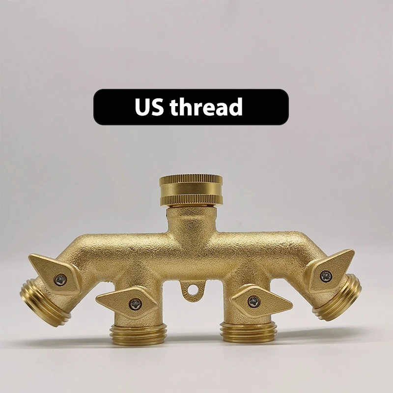 

3/4"Solid Brass Garden Hose Adapter 4 Way Tap Connectors Distributor Switch