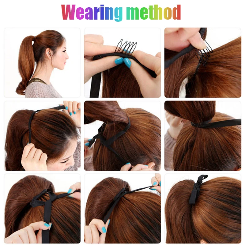 Синтетический шнурок хвост для девочек черный/коричневый цвет плетеный фонарь