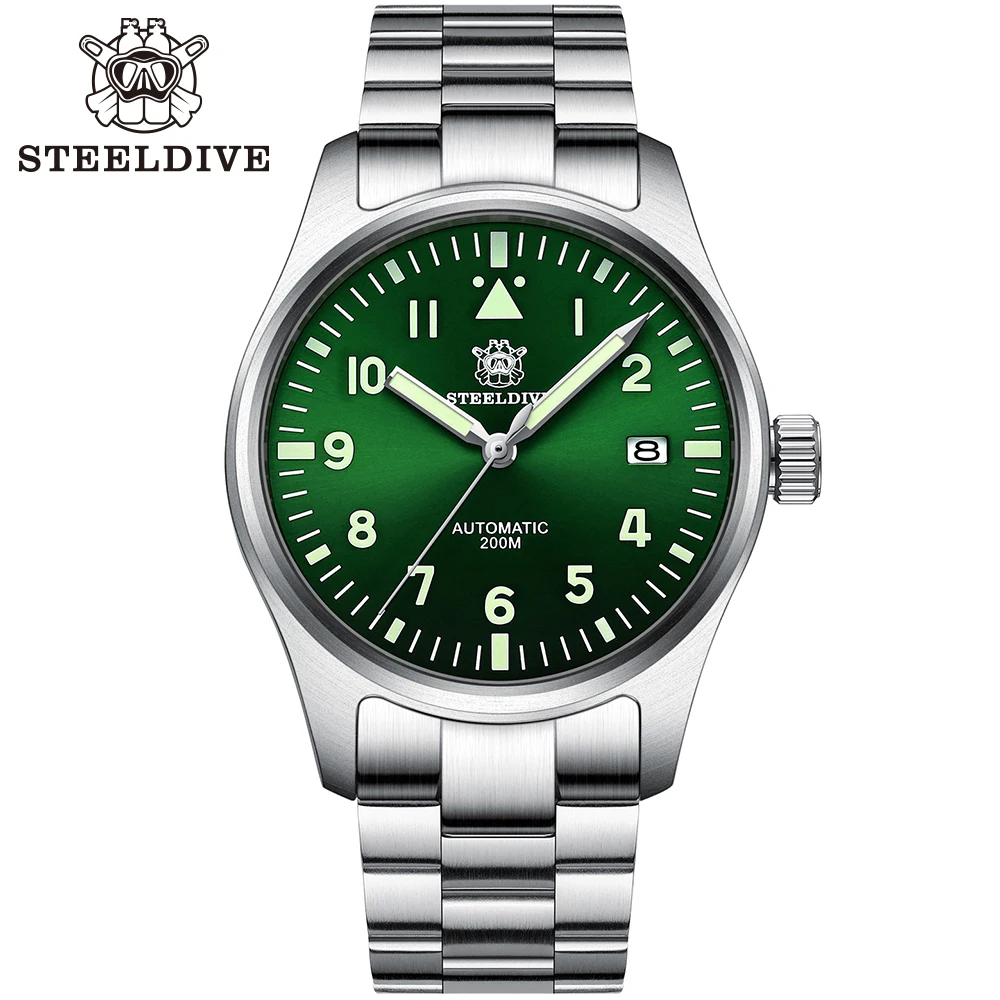 

STEELDIVE Dive Pilot Watch Automatic Mechanical Diver Watch C3 Luminous men's watches divers Sapphire Crystal 200m dive watch NH