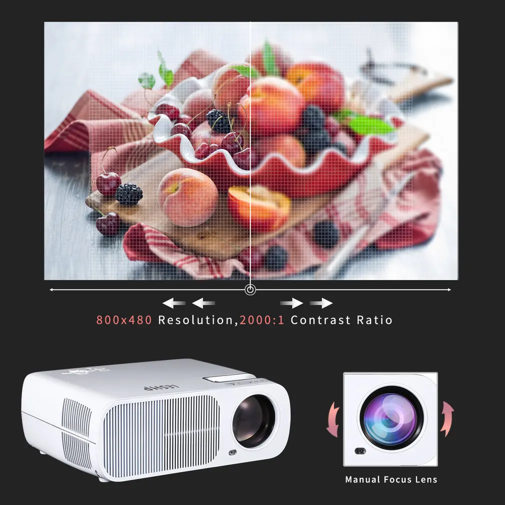 Проектор Full HD 2600 люмен 800x480 точек/дюйм HDMI светодиодный проектор для 1080P видео