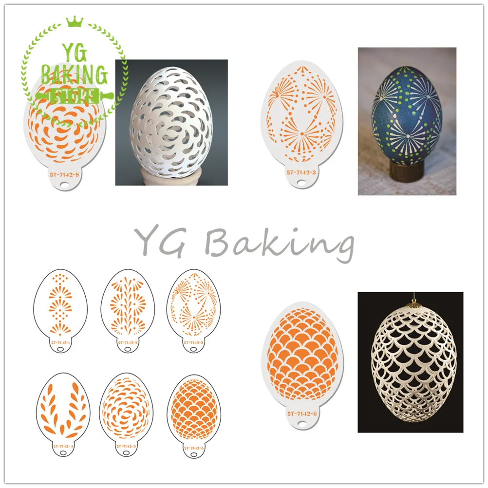 6 шт./компл. трафареты для печенья в виде пасхальных яиц