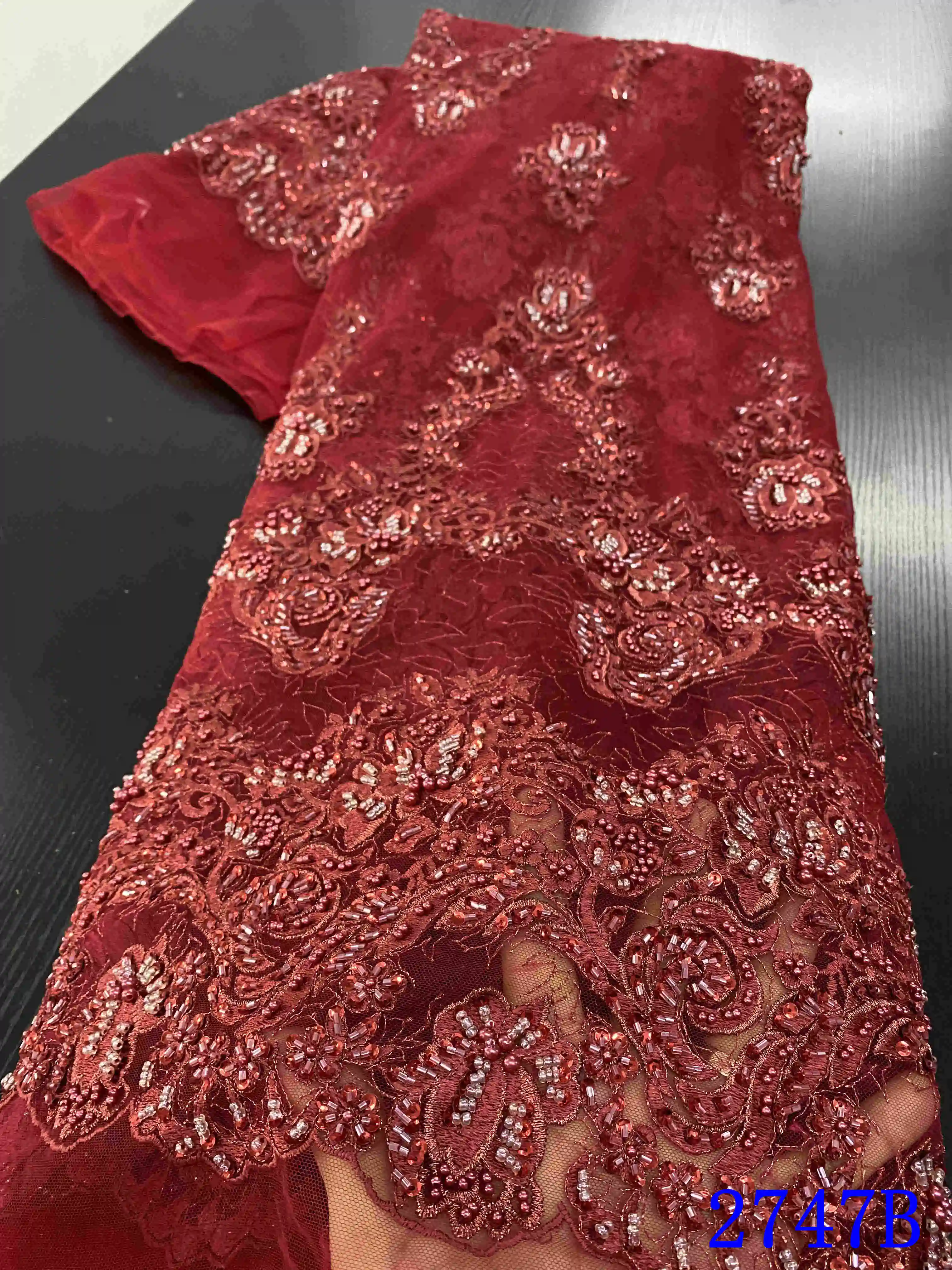 Африканская кружевная ткань с бисером 2020 Высококачественная французская