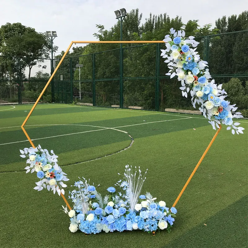 

hexagonal wrought iron arch frame background decoration wedding stage iron frame wedding birthday party supplies Wedding props