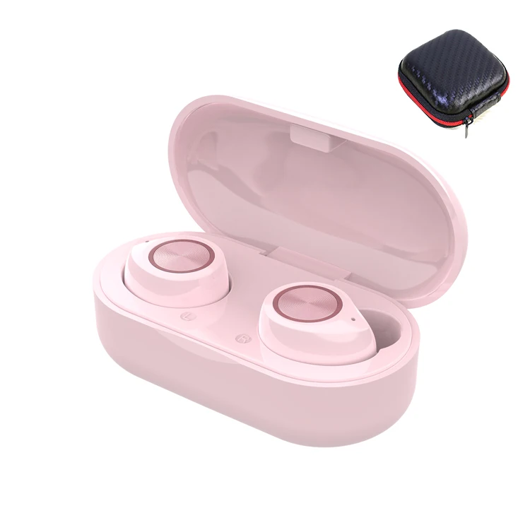 Pink with box TW60 TWS беспроводные наушники Bluetooth 5,0 Hi-Fi стерео гарнитура сенсорное управление Handsfree Мини наушники встроенный HD микрофон для женщин и девушек - Цвет: Pink with box