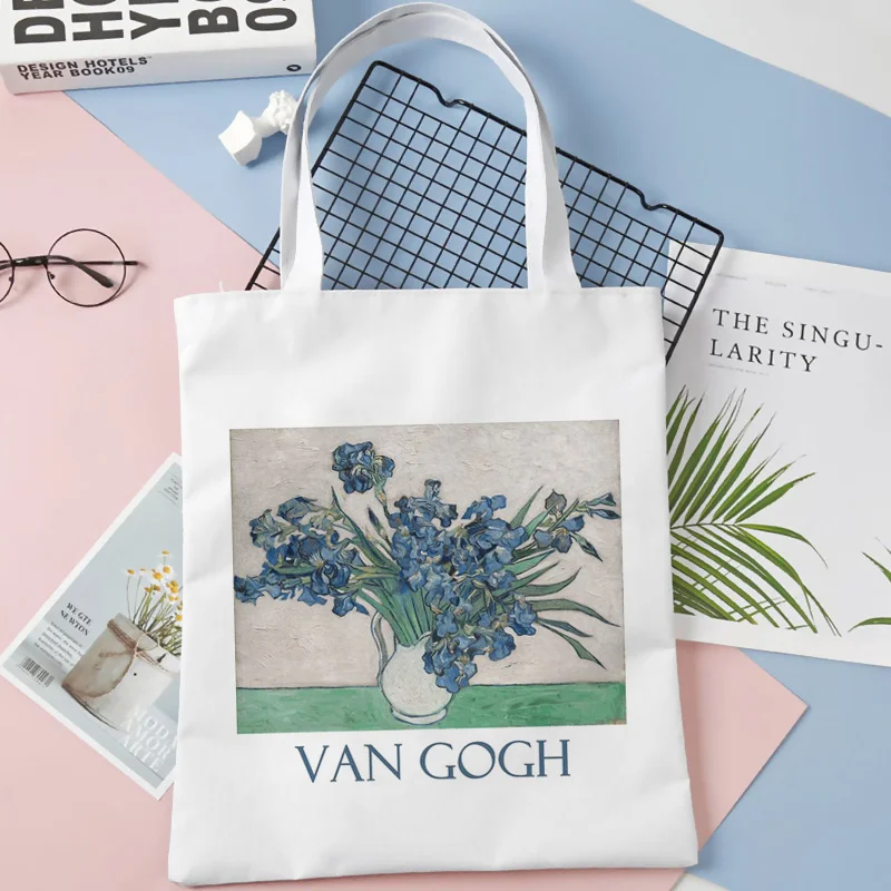 

Van Gogh shopping bag jute bag grocery recycle bag cotton canvas eco bag jute sac cabas bolsas ecologicas fabric custom