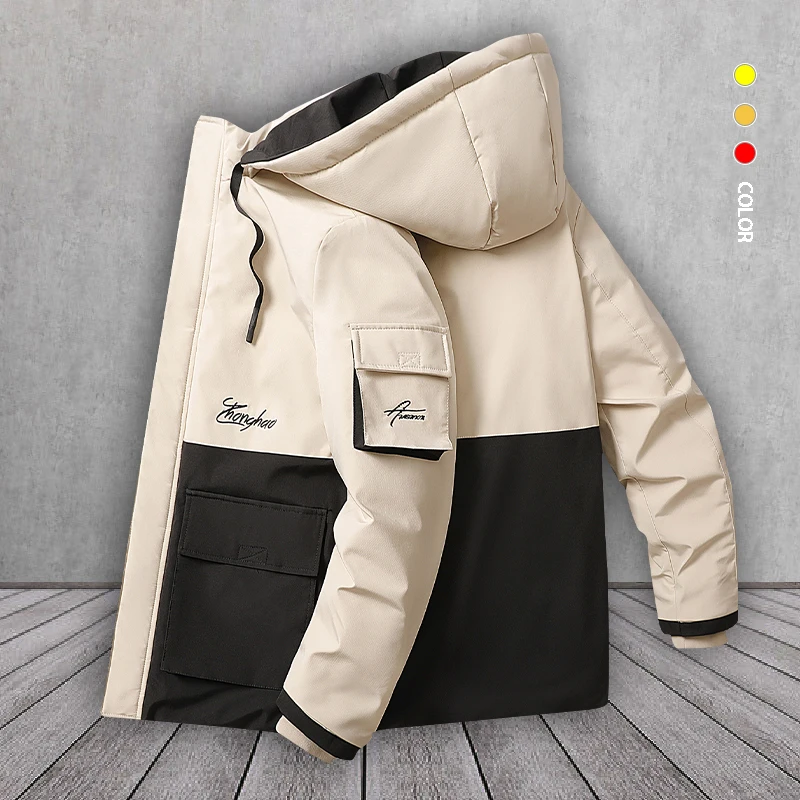New Winter Jacket Men Thick Warm Parkas Hooded Solid Patchwork Windbreaker Male High Quality Coats Big Size M-6XL | Мужская одежда