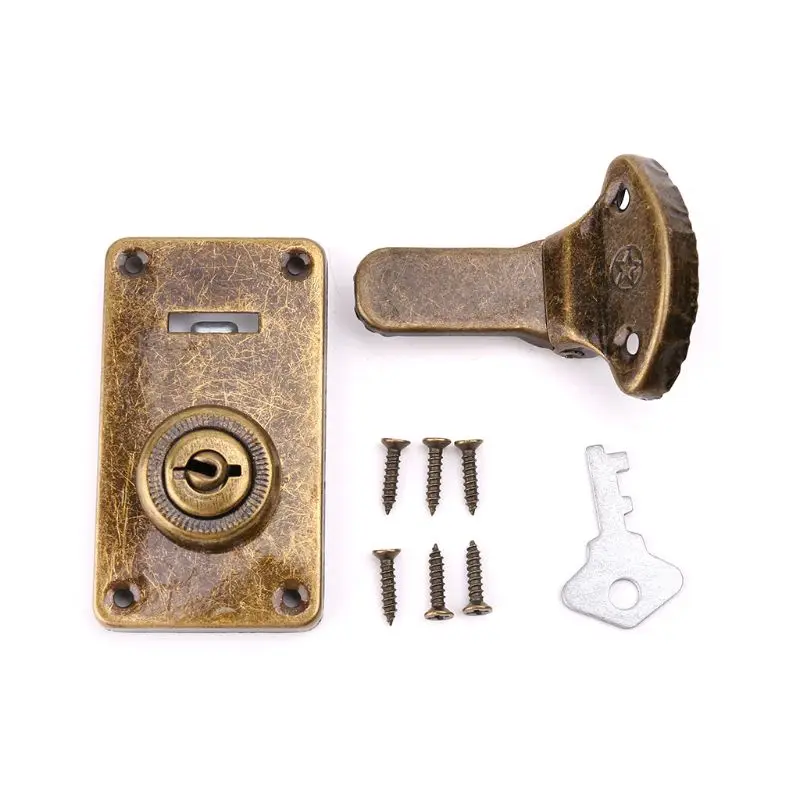 

1 Set Bronze Tone Leather Suitcase Buckle Box Vintage Metal Lock Antique Toggle Hasp Latch Lock