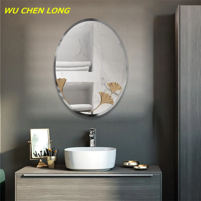 

WU CHEN LONG Modern Resin Embossed Dressing Mirror Wall Hanging Bathroom Mirror Wall Decor Crafts Home Makeup Wall Mural R5634