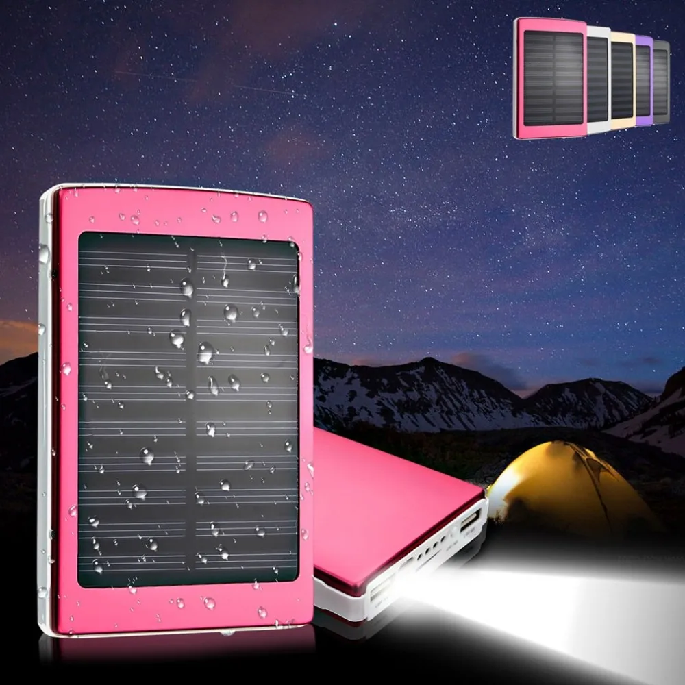 Портативный внешний аккумулятор с солнечной панелью и большой емкостью 50000 мА/ч