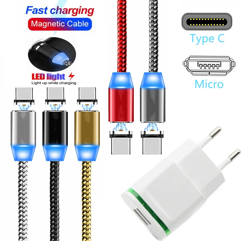 Магнитный зарядный кабель типа C Магнит Micro USB для Moto G4 G5 G6 G7 V20 V30 V40 K8 K10 K40 K50 Q60