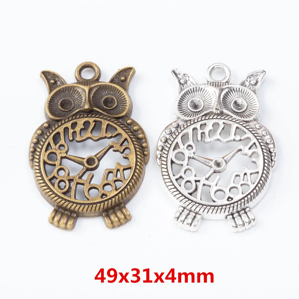 

15 шт., ретро часы Сова, подвеска, цинк, Европейский стиль, изготовление ювелирных изделий 7663