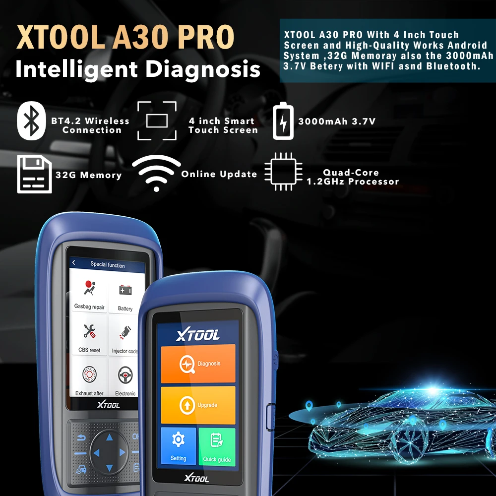 Сканер кодов диагностический автомобильный XTOOL A30PRO PK MK808/CRP429C 15 видов |