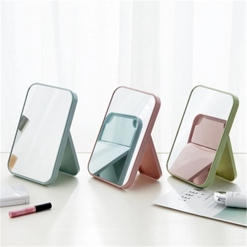 HD Creative Makeup Tool Mirror Simple Compact Portable Desktop Dormitory Home Travel Mirror Portable Fold Square Single Mirror