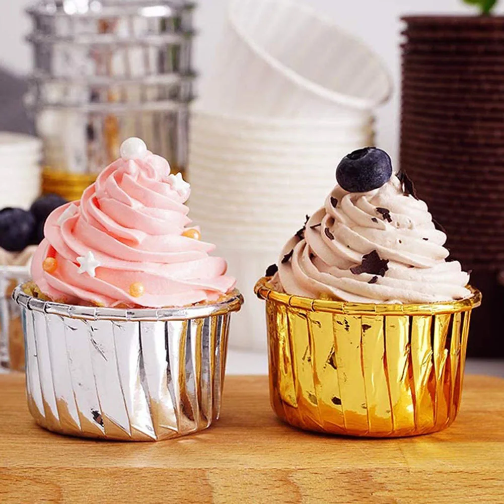 

50 шт. маслонепроницаемая Подложка для кексов, двусторонняя бумажная подложка для маффинов на свадьбу, день рождения, для выпечки, поднос для...