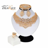 mukun 2019 dubai gold jewelry sets for women bridal jewelry butterfly necklace earrings fashion wedding bridesmaid jewelry sets