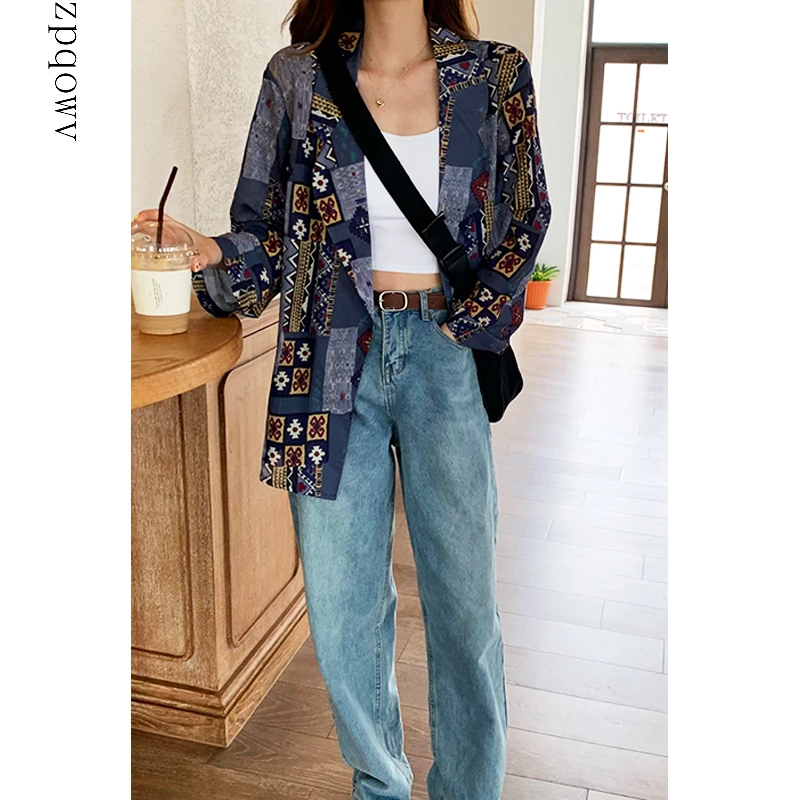 Zpqowv модный универсальный магазин винтажный Свободный Тонкий костюм