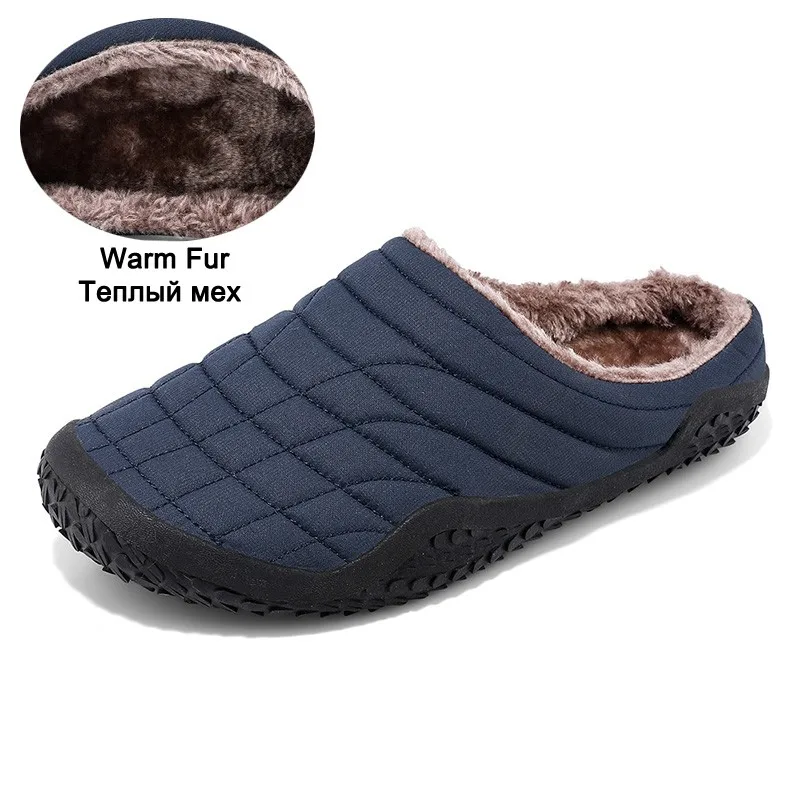 Winter Warm Men Slippers With Plush Plus 37-47 Indoor Cotton Shoes Non-slip Home Mens Slides Long Fur Bedroom Slippers Unisex