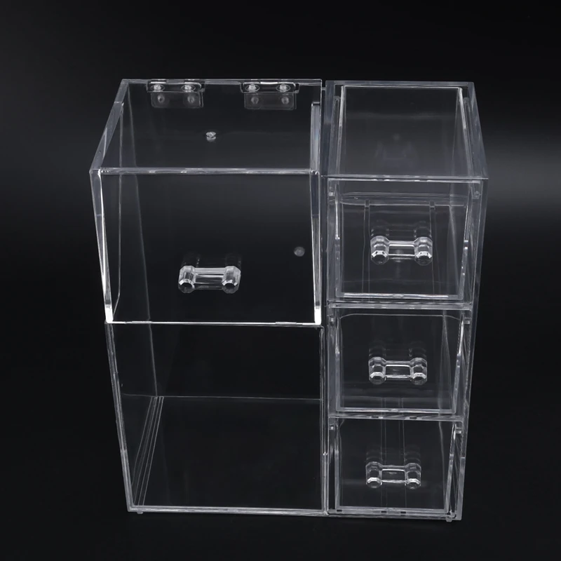 Acrylic Makeup Organizer Cosmetic Holder Tools Storage Box Brush Accessory With Cover | Дом и сад