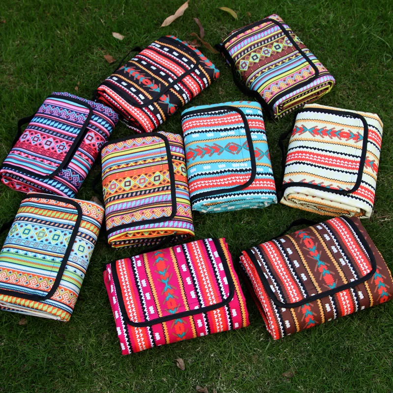 

Retro Printed Camping Mat Waterproof Portable Outdoor Picnic Beach Blanket Mattress For Multiplayer Foldable Sleeping Hiking Pad