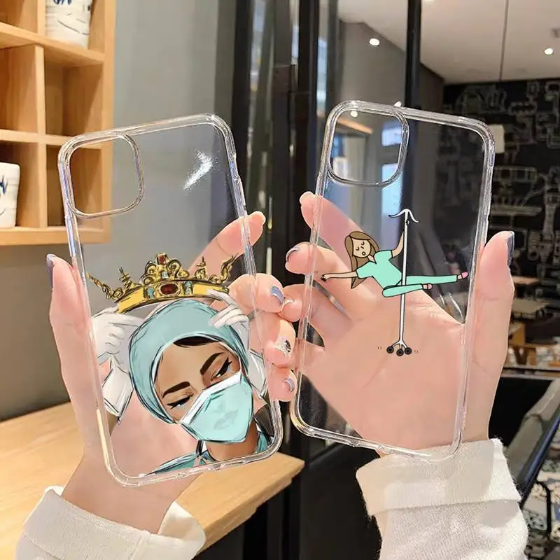 

Nurse Medical Medicine doctor Phone Case Transparent for iPhone 7 8 11 12 13 mini pro X XS XR MAX Plus