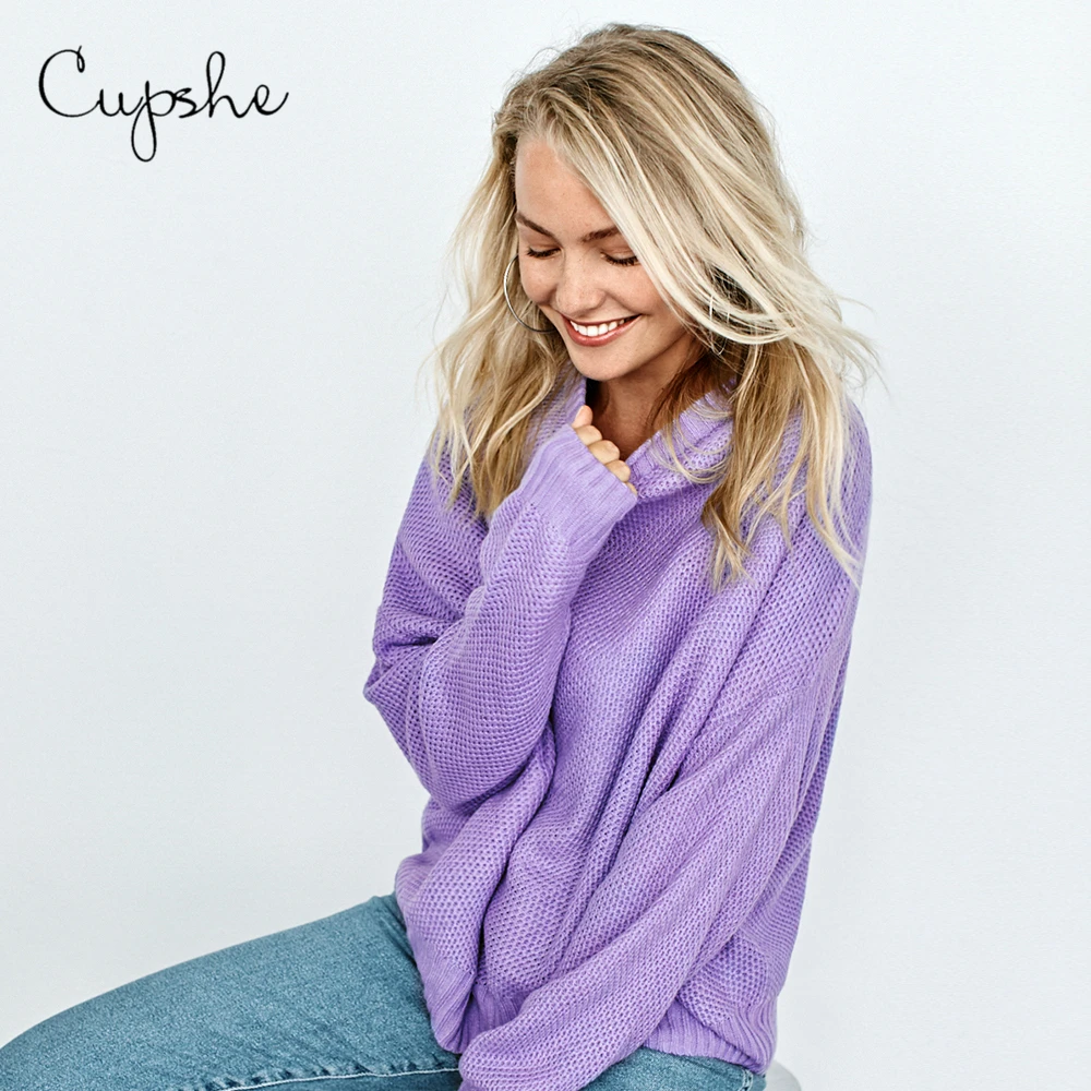 Пурпурный свитер CUPSHE женские сексуальные свободные трикотажные джемперы с