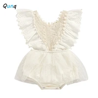 high quality baby girls romper 1 year birthday party clothes for newborns girl summer white lace infant princess jumpsuits