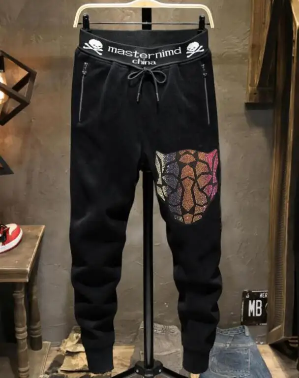 

New arrival Summer design Men Sweatpants with Rhinestones asina size M-2XL pants