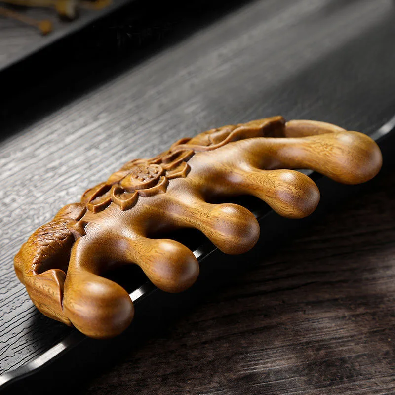 Деревянный массажер расческа из сандалового дерева и лотоса для массажа