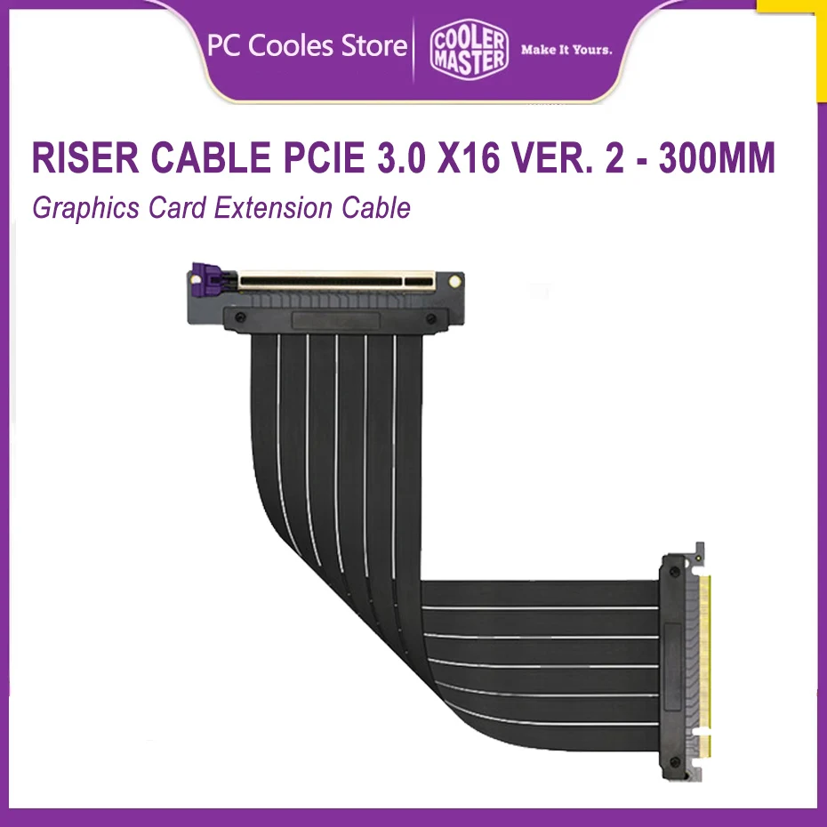 Master Graphics Card Extension Cable Full Speed Pcie 3.0 X16 Ver 2 - 300mm Riser Cable For Cm Vga Gpu Holder Kit