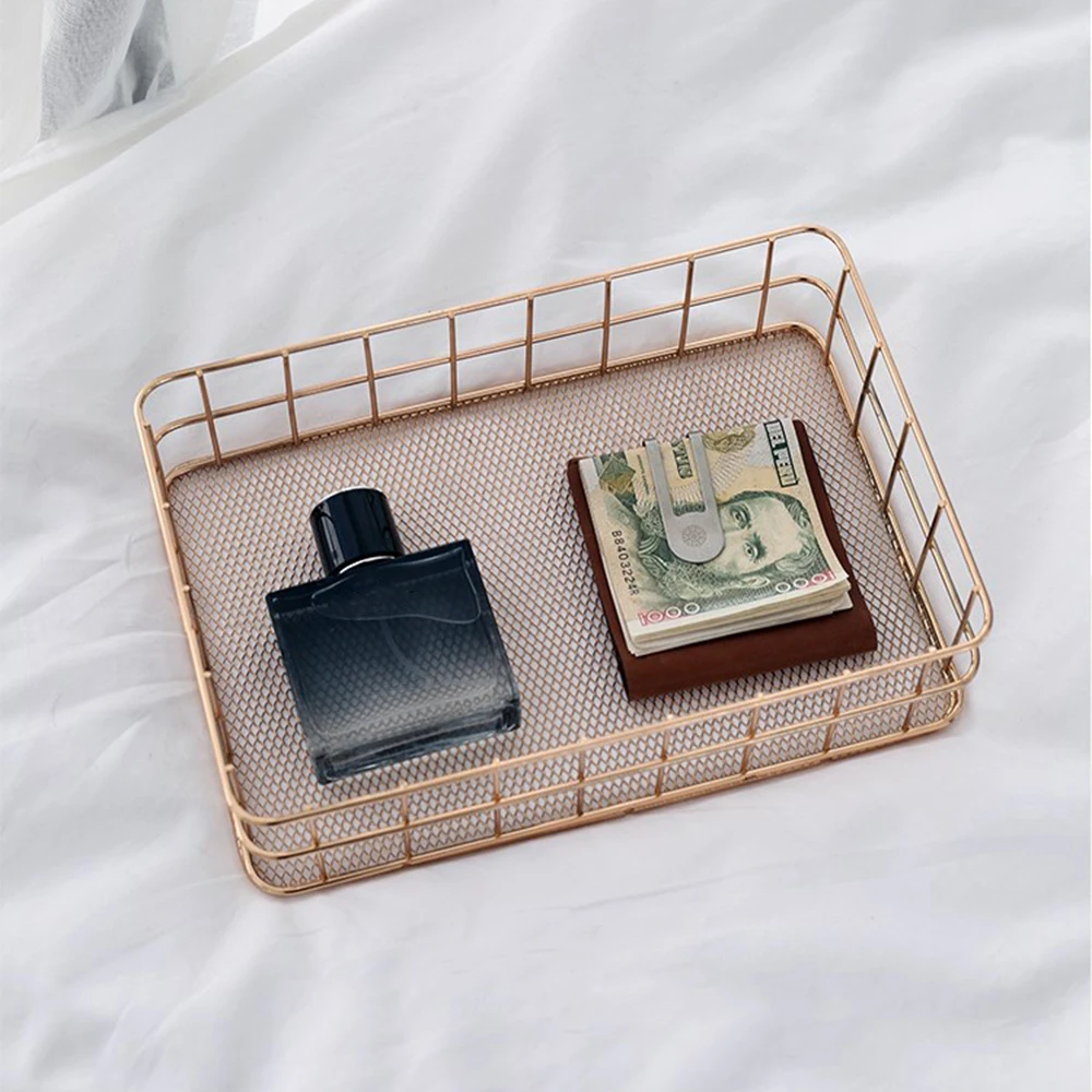 

Nordic Metal Wire Storage Container Box Basket Desktop Sundries Makeup Brushes Holder Table Organizer For Cosmetics Iron Basket