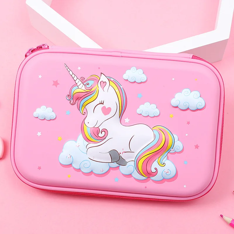 Чехол карандаш с зыбучим песком и единорогом пенал большой емкостью