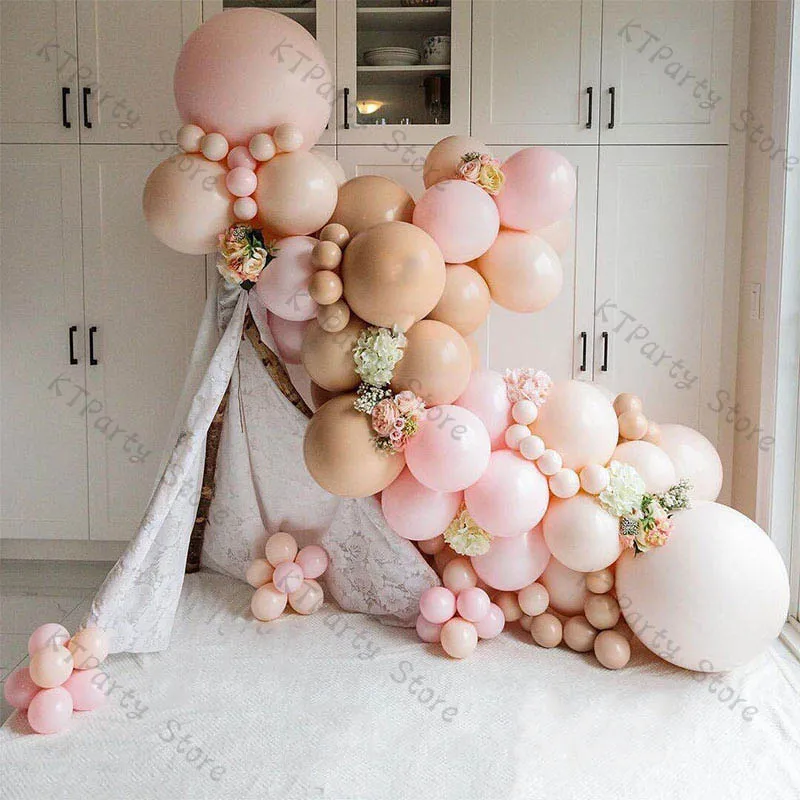 

102pcs Doubled Nude Balloon Garland Wedding Decoration Double Cream Peach Macaron Baby Pink Balloon Arch Baby Shower Party Decor