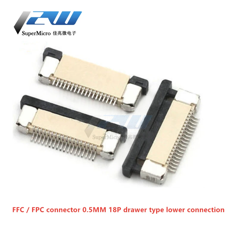 Коннектор FPC FFC 0 5 мм 1 плоский коннектор PCB SMT ZIF для подключения ниже 4 6 8 10 12 16 18 20 26 28