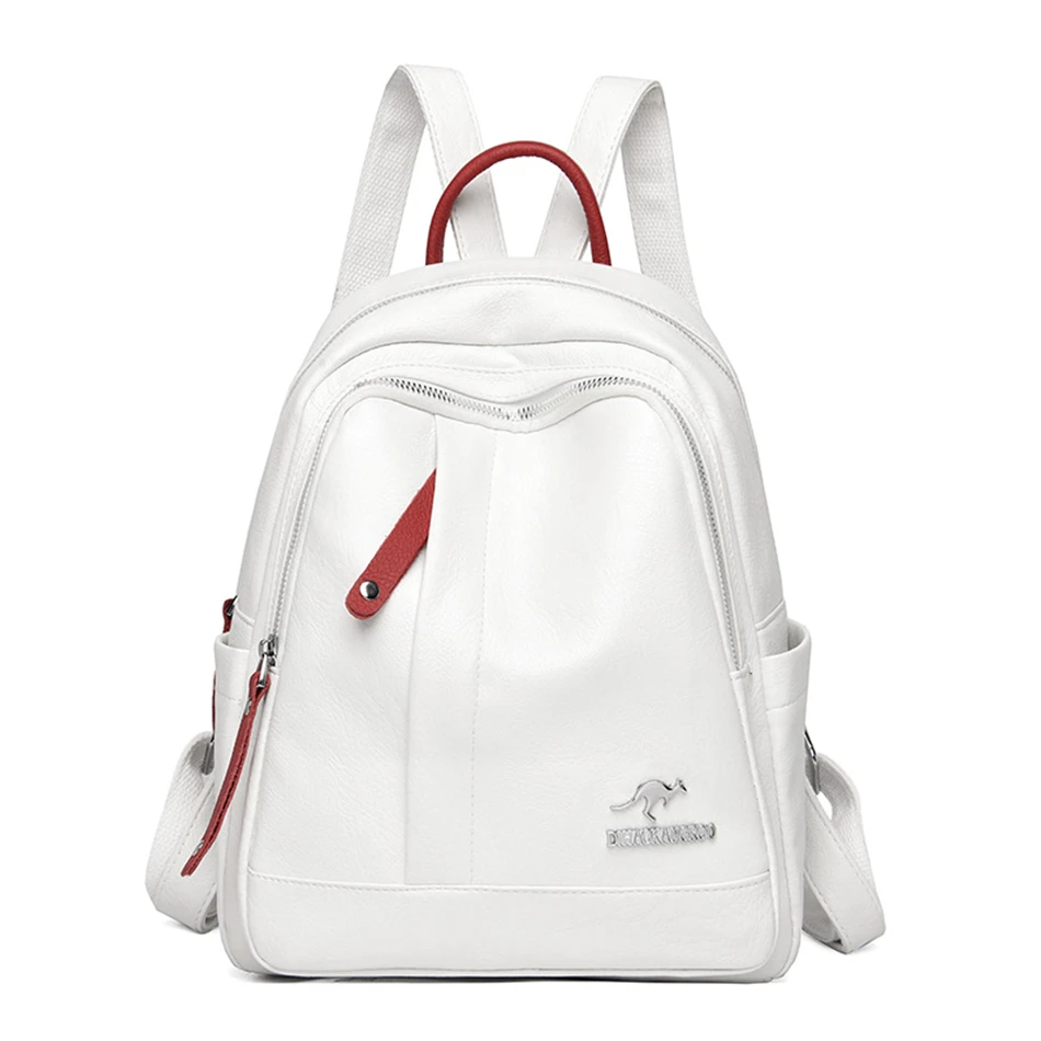 

2 Pockets Women Backpack High Quality Soft Leahter Bag Pack Designer Backpacks for School Teenagers Girls Fashion Lady Schoolbag