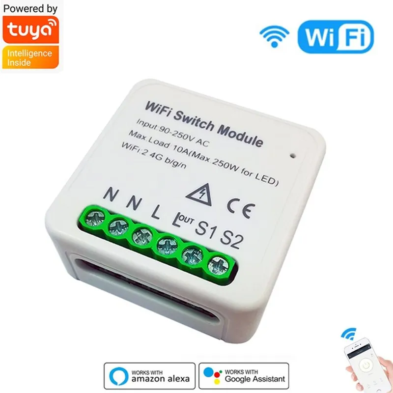 

Умный модуль переключателя Tuya Wi-Fi, 250 В, с таймером и управлением через приложение