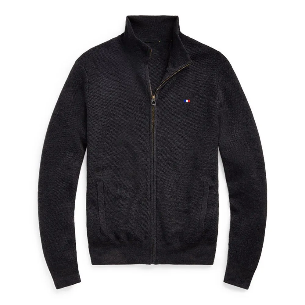 Осенне-зимний мужской свитер с вышивкой флага из 100% хлопка вязаный плотный