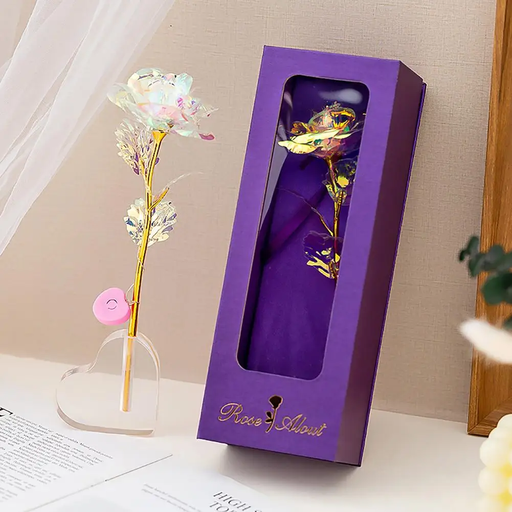 

Gold Foil Flower Simulation Rose Immortal Valentines Bouquet Anniversary Festival LED Artificial Flowers For Home Birthday Gift