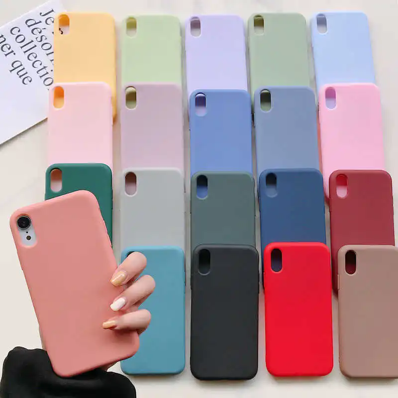 

Silicone Phone Case for iPhone 11 12 Pro Max mini Luxury Soft Candy Cover for iPhone XR XS X 6 6S 7 8 Plus Cases