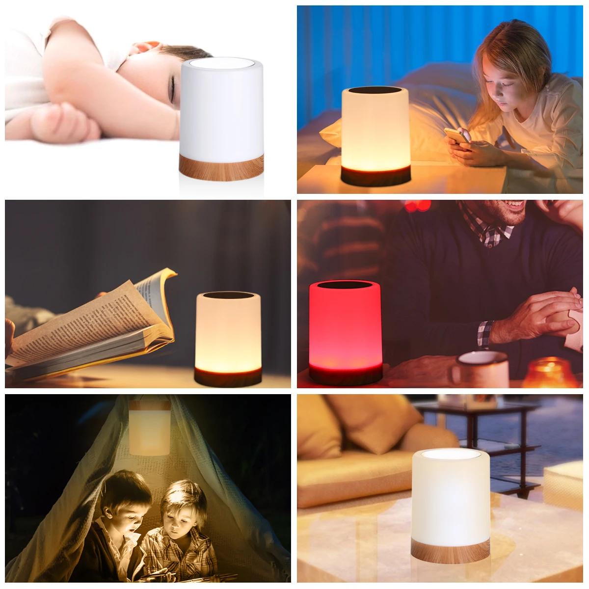 USB Rechargeable Touching Control Bedside Light Dimmable Table Lamp Warm White & RGB Night for Living Room Bedrooms Office | Лампы и