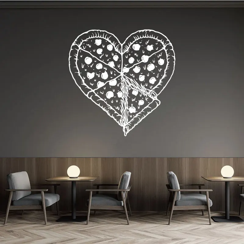 Наклейка на стену в виде пиццы форме сердца Виниловая наклейка для украшения