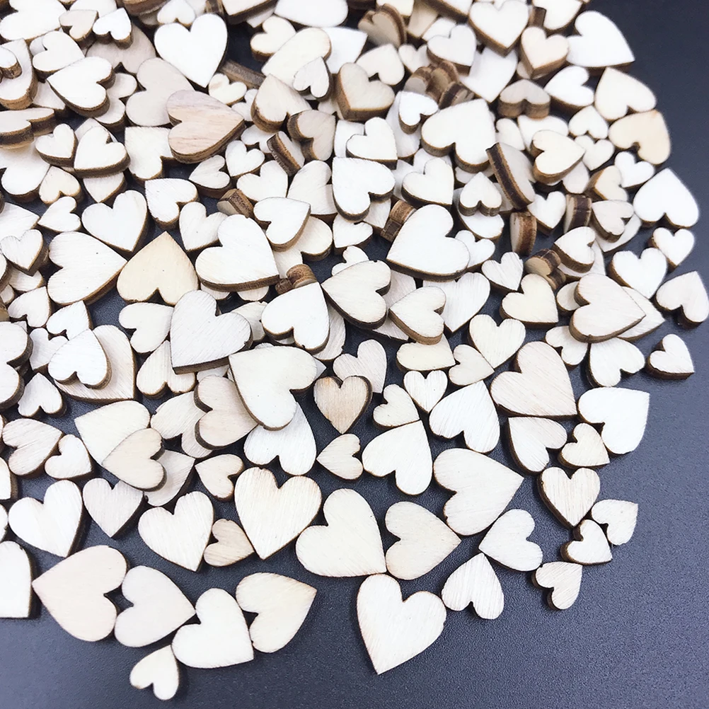 300 шт. дерево чип сердце украшения натуральные декоративные деревянные ломтики