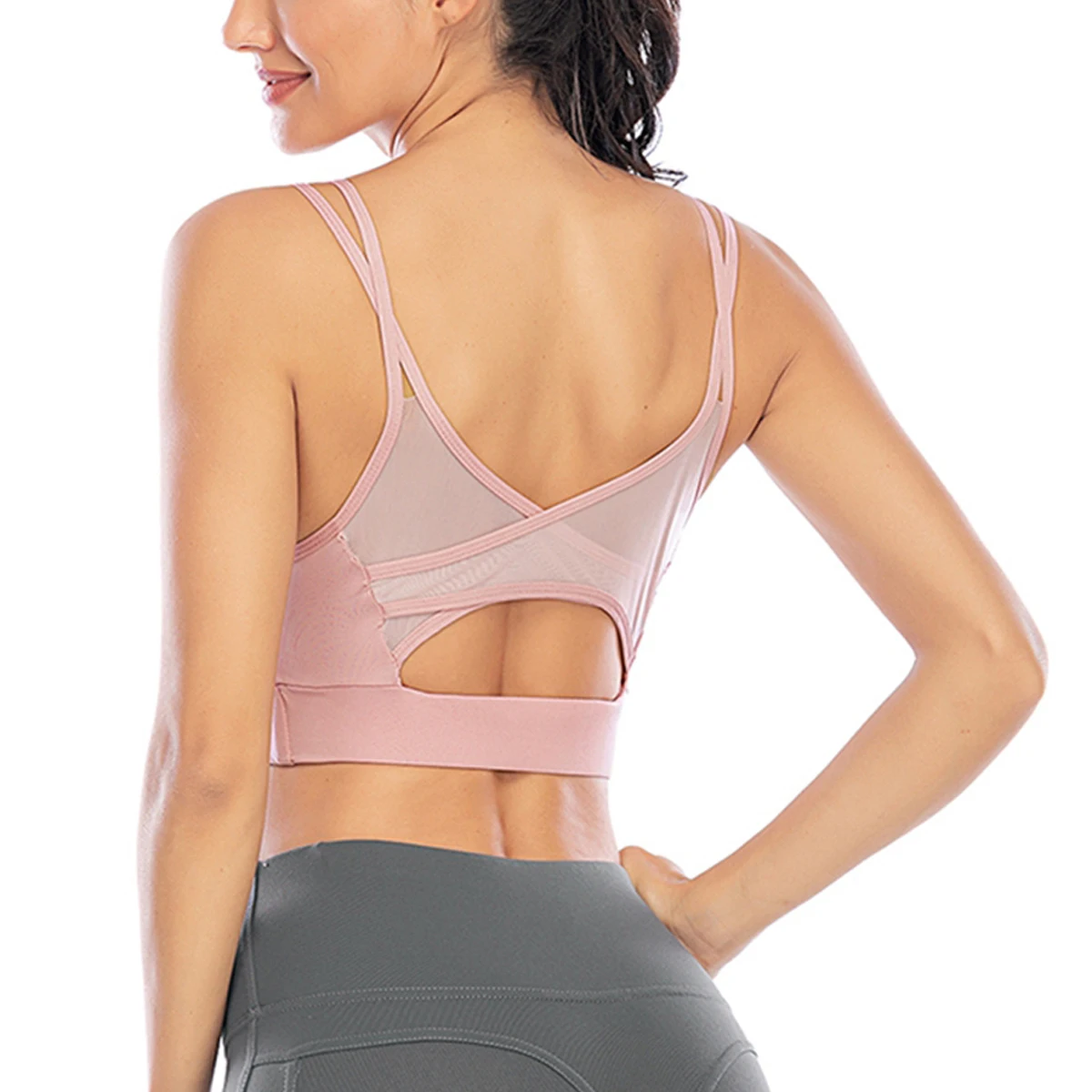 Женское Спортивное нижнее белье женское однотонное с U образным вырезом без