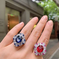 vintage 925 sterling silver 812mm simulated tanzanite sapphire ruby gemstone cocktail party rings for women fine jewelry gifts