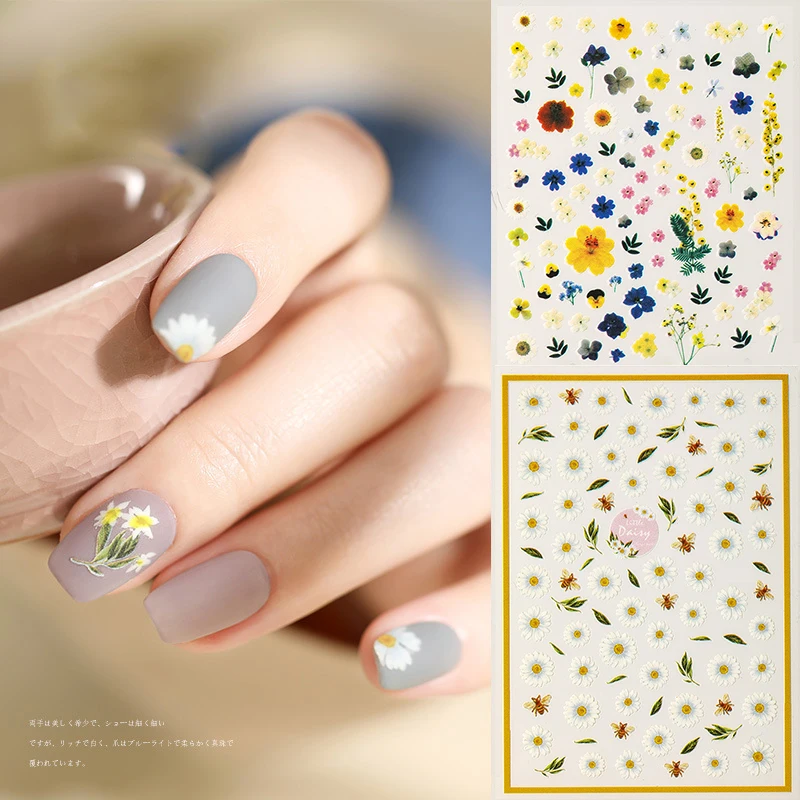 Стикеры 3D на ногти Nail Art Цветок Фрукты серии ромашки красочные узоры листьев