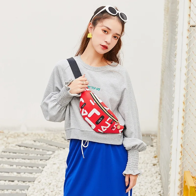 Новинка стильная поясная сумка из искусственной кожи с буквенным принтом