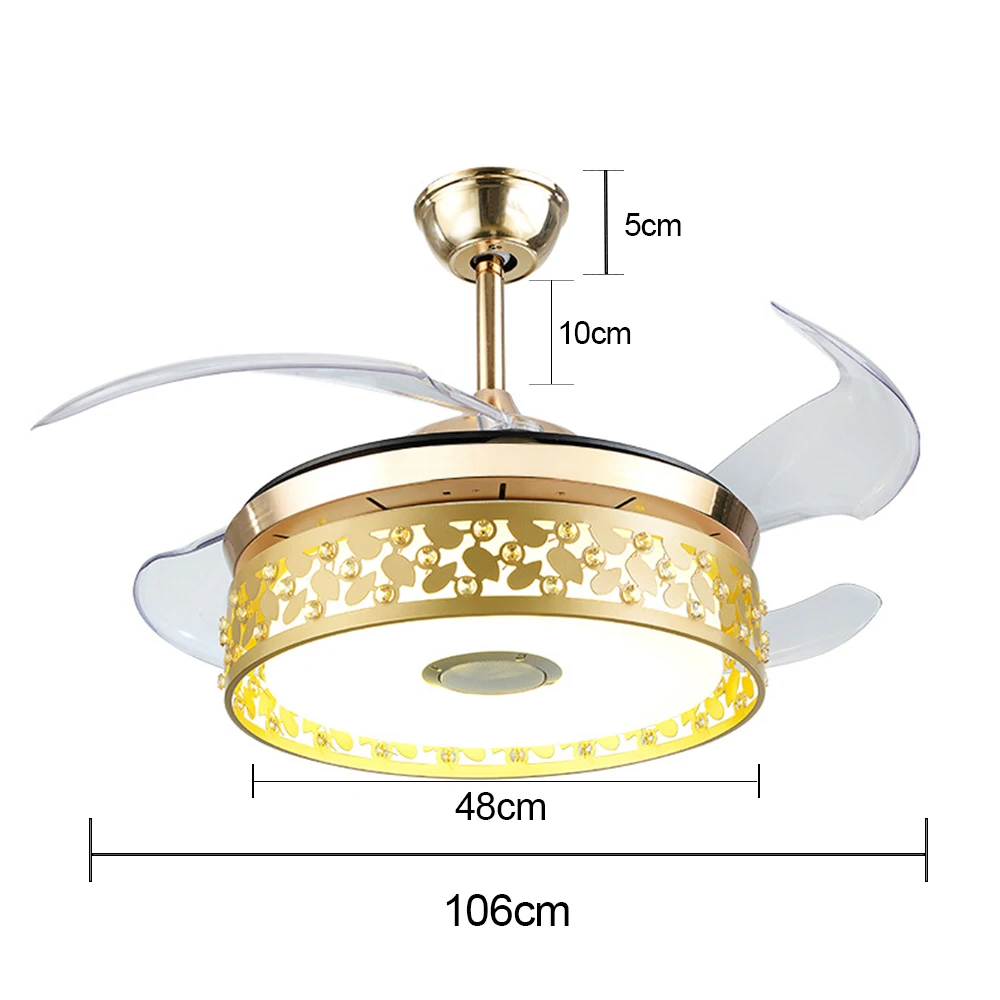 Bluetooth музыкальный потолочный вентилятор с пультом дистанционного управления 220 В