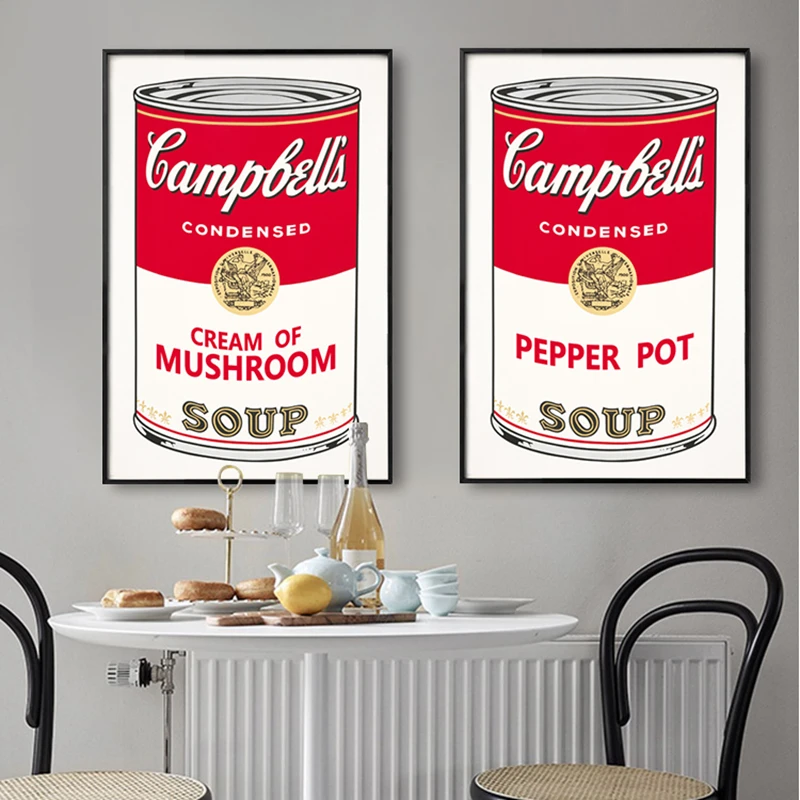 Рисунок в стиле поп арт настенная живопись Энди Уорхол томатный суп абстрактное