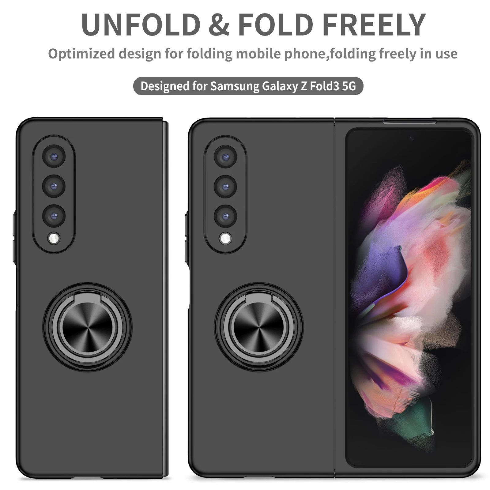 

for Samsung Z Fold 3 5G Case Magnetic Ring Holde Phone Case Shell Z Fold 3 Shockproof Bumper PC Cover For Galaxy Z Fold 3 Cases